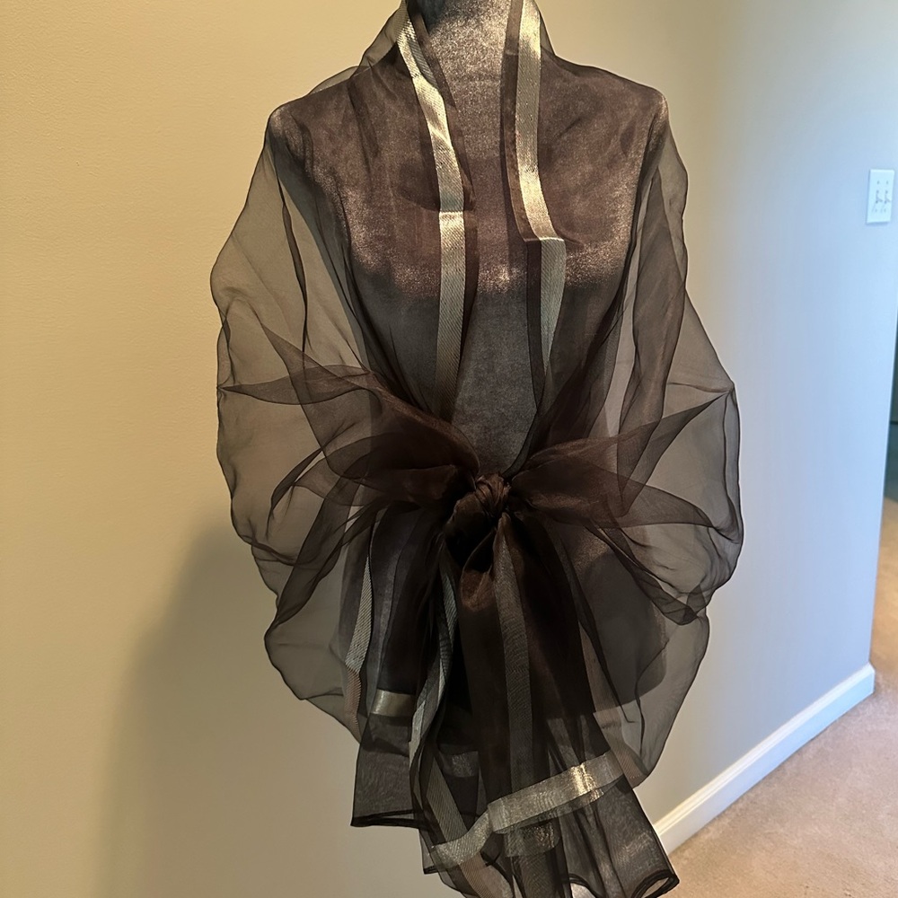 Elegant Black and Silver Sheer Scarf